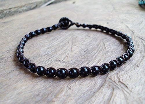 4 mm onyx anklets,stone anklets,black anklets,men anklets,women anklets,fashion anklets