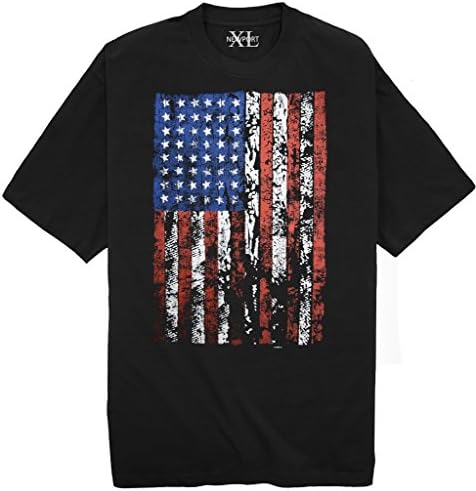 Tall Men's NewportXL Printed T-Shirt LARGE AMERICAN FLAG - Black 2XLT