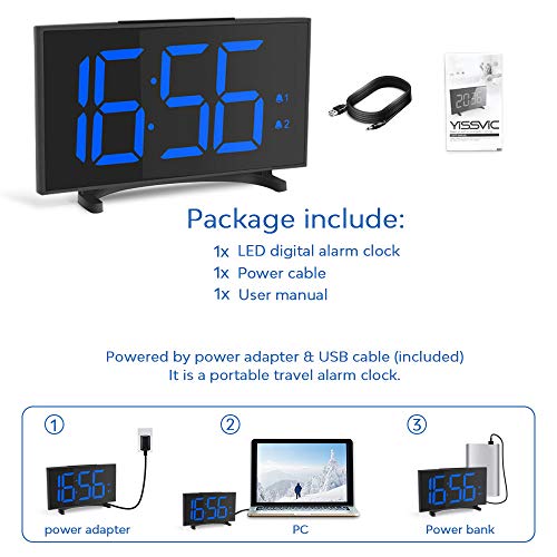 YISSVIC Digital Alarm Clocks for Bedrooms 6.5 Inches LED Clock with Separate Snooze Button 6