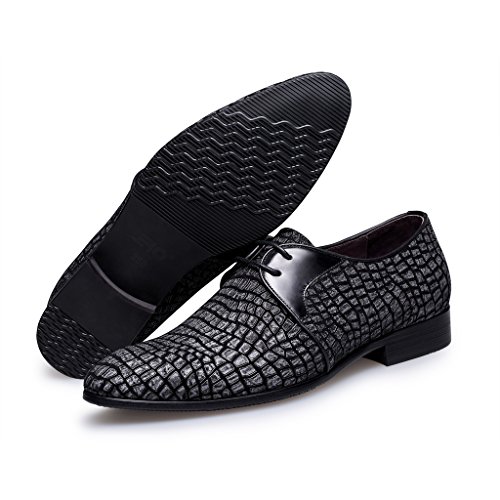 ZRO Men's Pointed Toe Suede Leather Dress Shoes Casual Oxford BLACK US