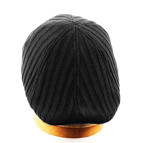Men's Winter Warm Knit Quilted Lining Duck Bill Newsboy Ivy Cap (S/M, BLACK)