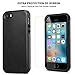 TENDLIN Compatible with iPhone 5S Case/iPhone SE 2016 Case (1st Gen) Leather Back Flexible TPU Silicone Hybrid Arc Bumper Shockproof Case for iPhone 5 / 5S / SE (1st Gen 2016) - Black