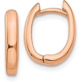 3mm Polished Hinged Hoop Oval Huggie Earrings in Real 14k Gold
