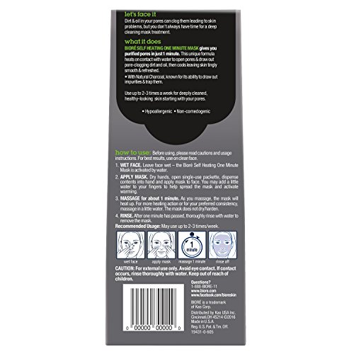 image for Bioré Charcoal Self-Heating One Minute Mask (4 Count) + One Bioré De