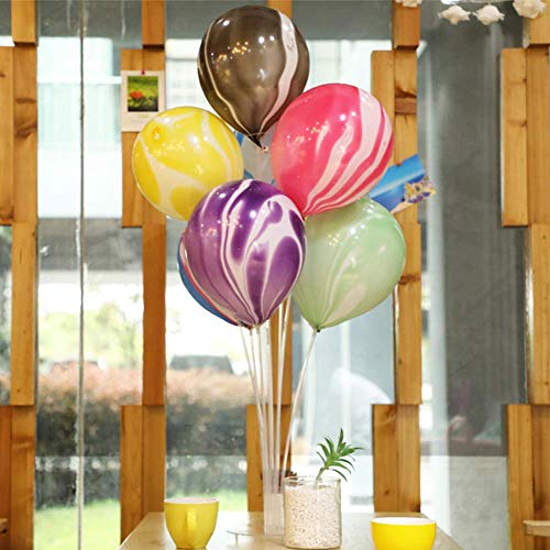 Imme 21pcs 12 Inch Rainbow Agate Marble Latex Balloons Color