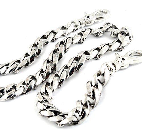 DoubleK Medieval Skull Symbol Key Jean Wallet Chain (27"/8.8oz) Silver CS57
