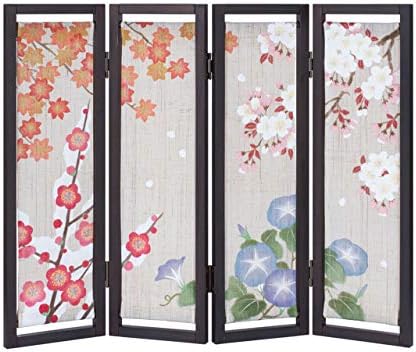 Amazon ミニ屏風四連 四季彩花 送料無料 春夏秋冬 四季 インテリア 日本 桜 梅 紅葉 紫陽花 ルシエール 置物 オブジェ