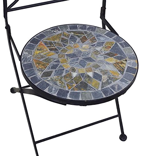 Mosaik Gartenstuhl Balkonstuhl Terrassenstuhl klappbar Kreis Design Klappstuhl Bistrostuhl Mosaikstuhl Anthrazit/Grau – Bild 4