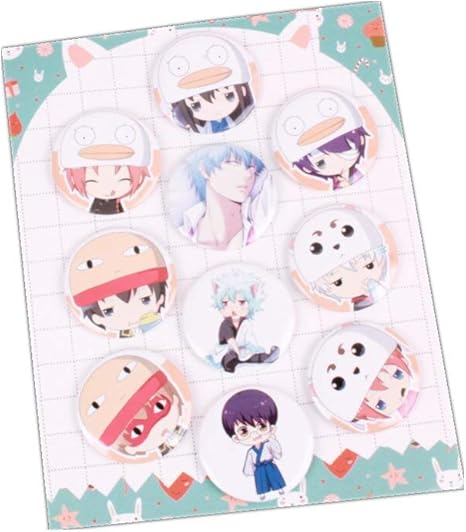 Amazon 銀魂 ぎんたま 缶バッチ 缶バッジ 日常 萌えグッズ アニメペンダント アニメーション周辺 プレゼント ギフト バッグ小物 飾り プレゼント 円形 かわいい 10点セット バッジ ホビー