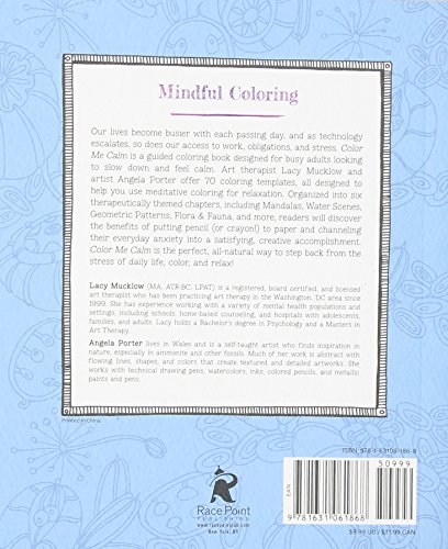 Portable Color Me Calm 70 Coloring Templates For Meditation - 