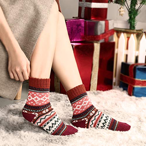 Jovego-Socken-Damen-Winter-6-Paar-Warme-Damen-Socken-Bunte-Farbe-Socken-Vintage-Wintersocken-Atmungsaktiv-Weich-Stricksocken-Premium-Qualitaet-Wollesocken-Geeignet-fuer-Zuhause-Schule-und-Buero