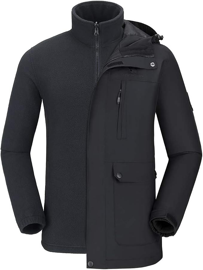 CAMEL CROWN Men's Waterproof Ski Jacket 3in1 Winter Coats Windbreaker