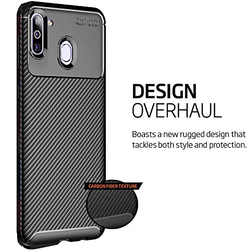 TheGiftKart Rugged Carbon Fibre Samsung Galaxy M11 Armor Back Cover Case | Shockproof & Protective | Stunning Minimalist