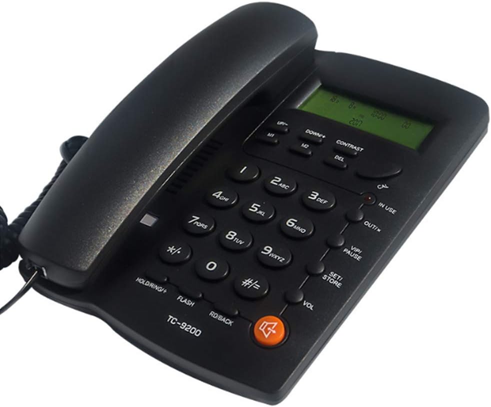 phone Teléfono Fijo con Cable Fijo Negro con Tono de Llamada Manos Libres Volumen Ajustable con phone Teléfono Fijo con Cable Fijo Negro con Tono de Llamada Manos Libres Volumen Ajustable con