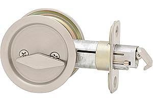 Weiser Satin Nickel Round Privacy Pocket Door Lock for Bedroom and Bathroom, Sliding Door Lock, Traditional Home Décor