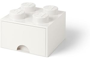 ROOM COPENHAGEN LEGO Brick Drawer, 4 Knobs, 1 Drawer, Stackable Storage Box, White