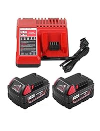 Batería de 18 V 4.0 Ah y cargador compatible con Milwaukee inalámbrico Power Tool 48-11-1850 48-11-1852 48-11-1840 48-11-1828 Milwaukee Battery