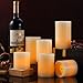 Pandaing Flameless Flickering LED Candles with 10-Key Remote Control Timer Classic Pillar Optical Fiber Wick Real Wax Candles, Battery Powered, Ivory Color, Set of 6