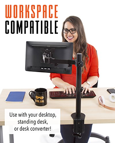 Stand Steady Monitor Arm | Height Adjustable with Full Articulation | VESA Mount Fits Most LCD / LED Monitors 13 - 32 Inches | Includes Clamp and Grommet (1 Monitor) - Thumbnail 4