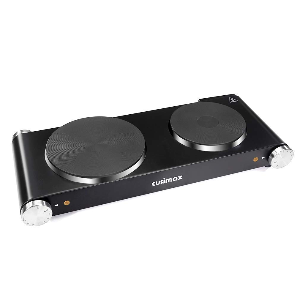 Electric Dual Burner, Countertop 1800W Plate, Hot Electric Iron Cast