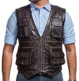 Chris Pratt Jurassic World Vest in Brown Leather