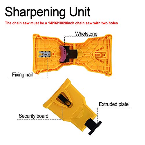 Chainsaw Sharpener,IELECMG Chainsaw Teeth Sharpener Work Sharp Chain Saw Sharpener Kit Chain Saw Blade Sharpener (chainsaw with two holes)