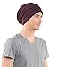 FORBUSITE Mens Slouchy Long Beanie Knit Cap for Summer Winter, Oversize Striped Claret with Black