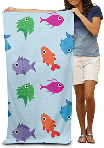 Lovely Cartoon Fish Bath/Beach/Pool Towel 31x51 Inches Thick Plush Luxurious Velour Pile - Highly Absorbent