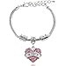 lauhonmin Niece Bangle Gift Family Pink Crystal Love Heart Pendant Beads Silver 8