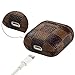 Leather Designer Case, Protective Shockproof Case Cover with Carabiner Keychain Compatible with AirPods Charging Case for Men and Women (Brown)...