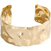 YBMYCM Chunky Gold Cuff Bracelet for Women Gold Open Wrist Cuff Bangle Bracelet Adjustable Wide Cuff Bracelets Fashion Costume Jewelry