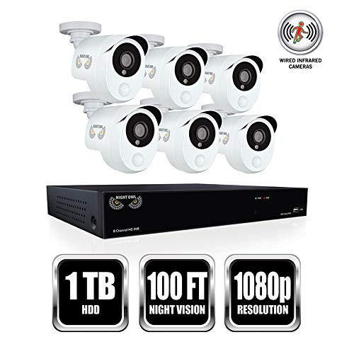 Night Owl Security HD201-86P-B Video Security Camera DVR with 1 TB HDD & 6 x 1080p Wired Infrared, White