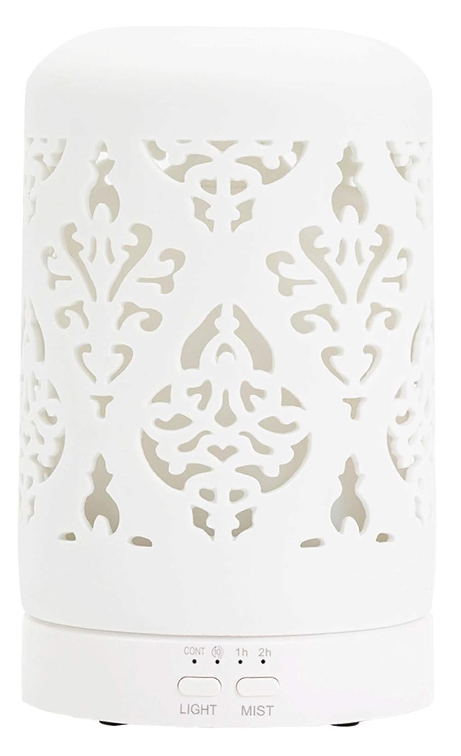 Essential Oil Diffusers White Aroma Ceramic Diffuser with 4 Timer Setting&7 Color LED Lights (Damask) : Beauty