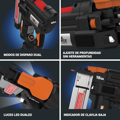 Pregadora de Pilhas 20V - 18GA PowerShare | WX842.9 | Pregos de 1,2 mm e até 50 mm de comprimento