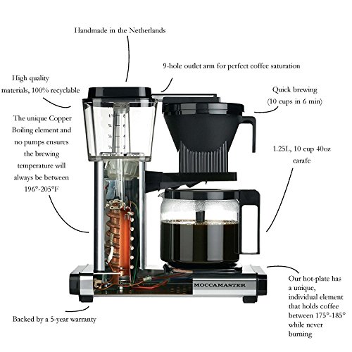 Technivorm Moccamaster 59636 KBG, 10-Cup Coffee Maker, 40 oz, Red