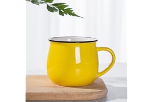 Tea Cup Vintage Drinkware 300/400ml Ceramic Milk Cup Cute Nordic Coffee Mug Valentine's Day Present(L,Yellow)
