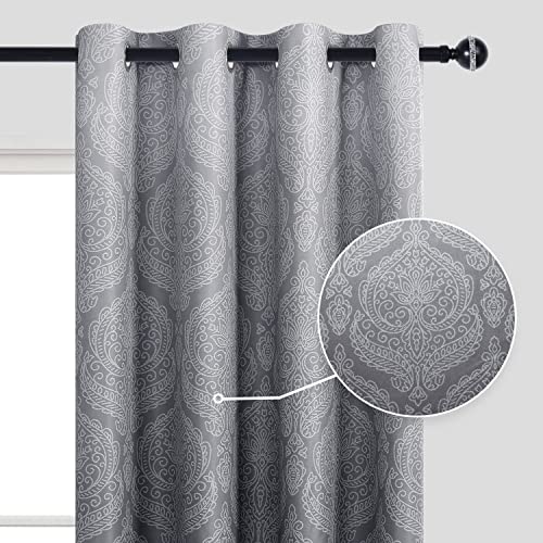 DWCN Ombre Blackout Curtains for Bedroom Damask Patterned Thermal