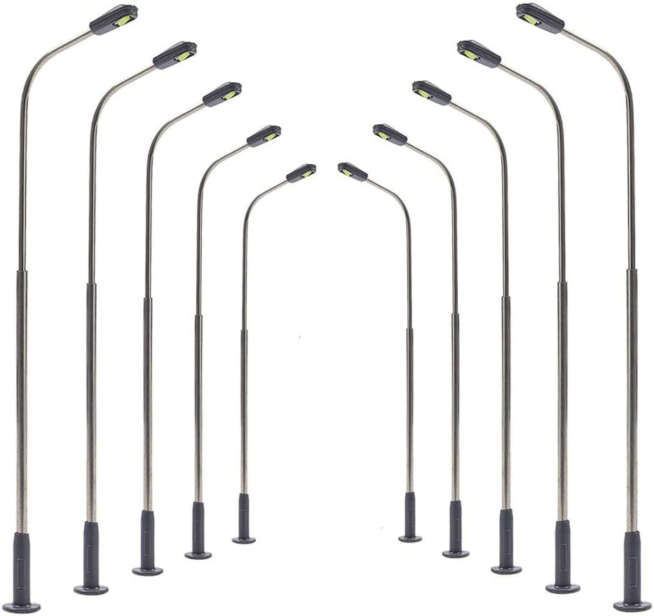 NAJING 80mm LED Stainless Steel Lamppost Model Street Light Model Railway Train Lamp Post HO TT Scale 3V 10pcsDC