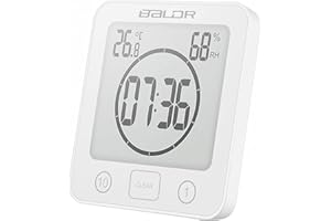 ONEVER Digital Shower Timer With Waterproof Touch Screen, Temperature and Humidity Display - Bathroom Clock With Suction Cups and Hanging Hole, Countdown Feature