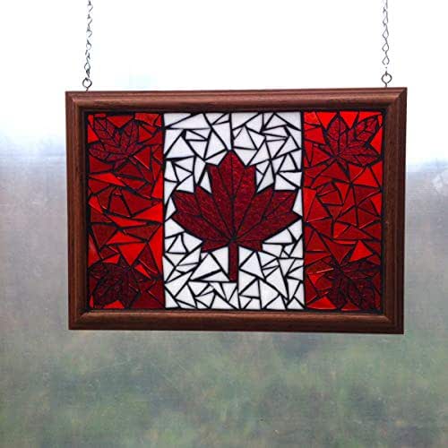 Canada Flag Stained Glass Mosaic Window Hanging Amazon.ca Handmade