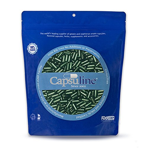 Capsuline Mint Flavored Gelatin Empty Capsules Size 00 Green/Green 1000 Count