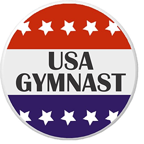 USA Gymnast Red White Blue Stars 2.25' Large Pinback Button Pin