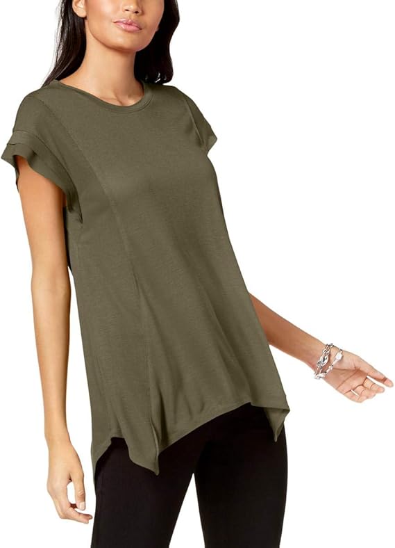 Amazon Inc レディース カジュアル アシンメトリー Tシャツ Us サイズ Large カラー グリーン Tシャツ カットソー 通販