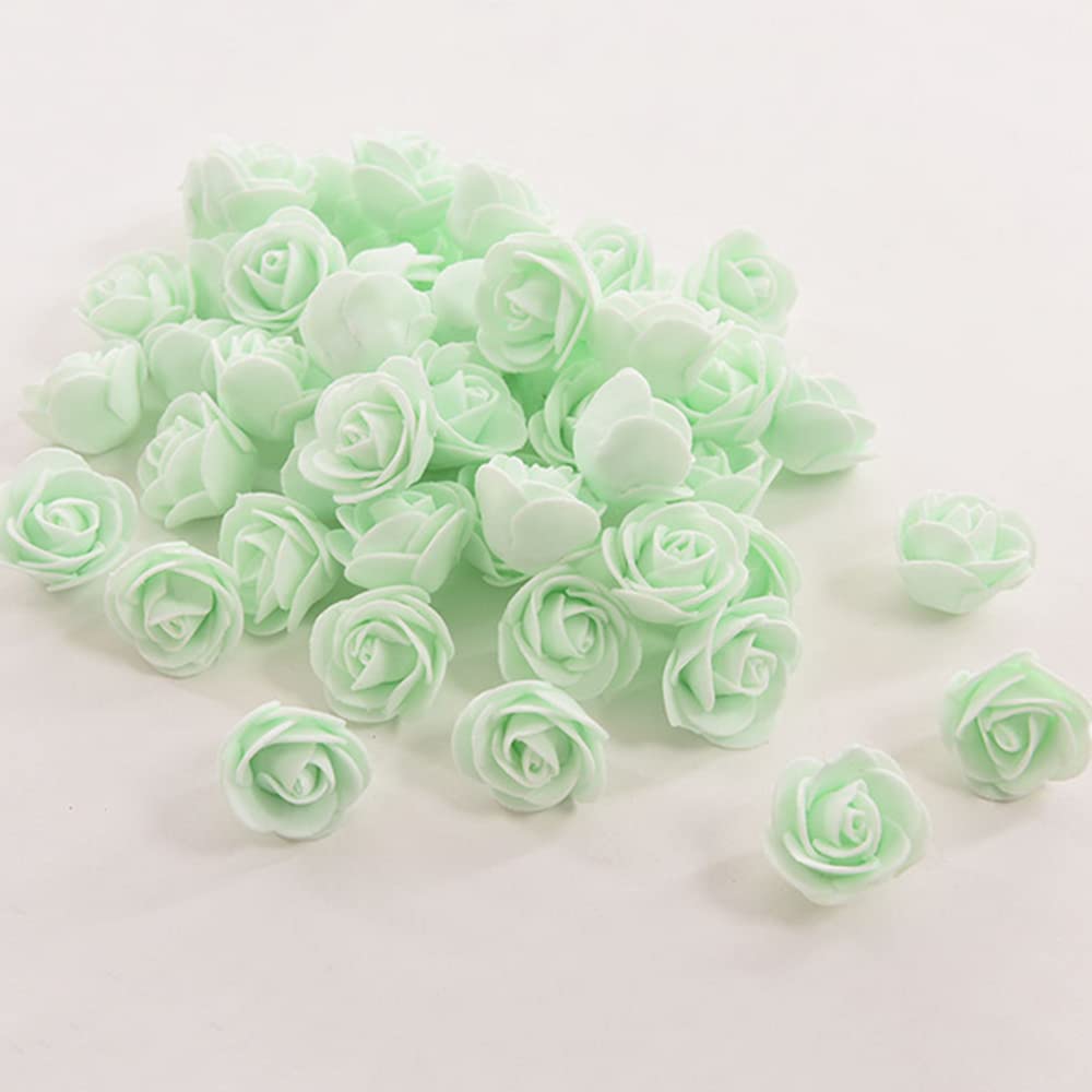 XIZHI Mini Fake Roses Artificial Flowers 100 PCS 3.5cm Red Foam Rose Head for DIY Crafts Accessories Home Party Home Decorations and Baby Shower (Green)