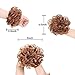 AISI QUEENS 100% Human Hair Bun Extensions 2PCS Curly Wavy Messy Bun Hair Extension Scrunchies Elegant Chignons Wedding Hair Piece for Women and Kids(Color:8# Linen Yellow Brown)