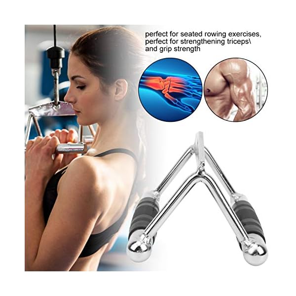 DAUERHAFT-Steel-Multifunction-Workout-Tricep-V-Shaped-Press-Down-Bar-Easy-to-Usefor-Seated-Rowing-Exercises DAUERHAFT V-Shaped Pressure Bar, Steel V-Shaped Multifunction Handle, V-Shaped Pressure Bar for Triceps Rowing Machine…