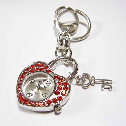 Amazon キーホルダーウォッチ きらきらハート キーチャーム かわいい懐中時計 レッド 懐中時計 腕時計 通販