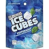 ICE BREAKERS Ice Cubes Sugar Free Gum, Peppermint, 100 Piece