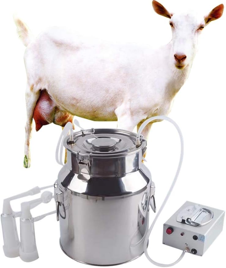 Futt 7L Rechargeable Type Pulsation Sheep Milking Machine 1.8 gallons Single Bucket Piston Vacuum Pulsation Sheep Milking Machine (7L)