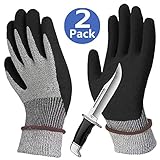 Grip Coating Cut Resistant Gloves Sleeves 2 Pack, Non-Slip Breathable Work Gloves, Dexterity Durable for Kitchen Fishing Garden Construction Mechanic Auto Restoration Multipurpose - 2 Pairs